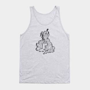 Get Lost Hiking Topographic Art Hike United Kingdom State Map Tank Top